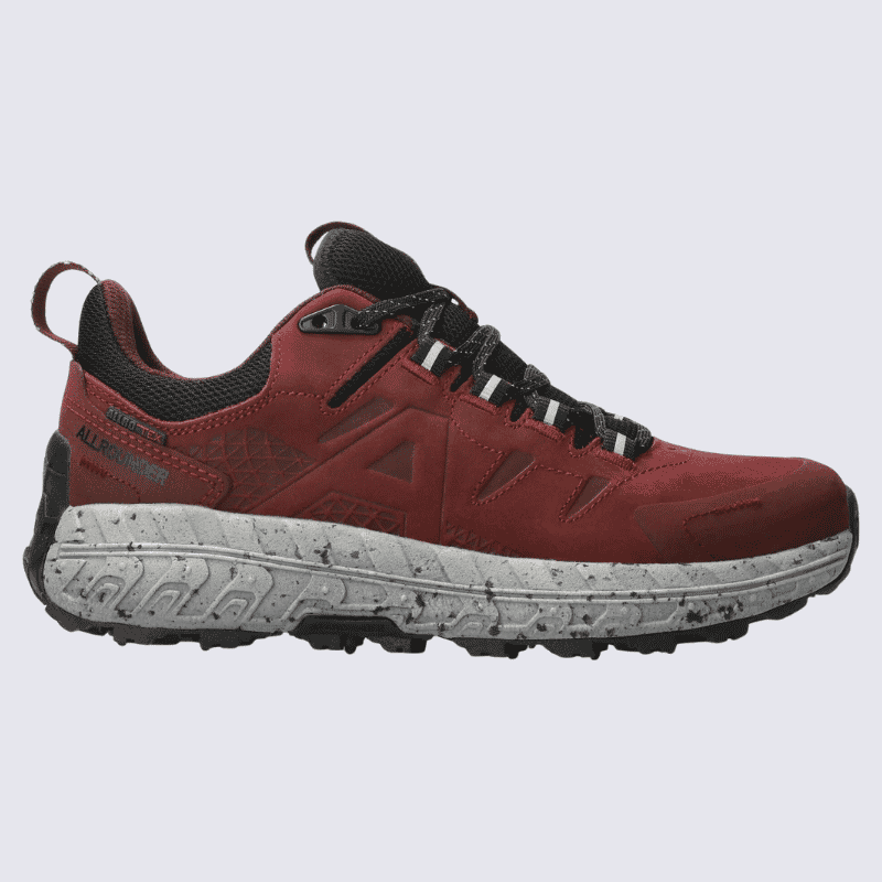 Baskets Allrounder, baskets de randonnée légère femme en cuir nubuck bordeaux