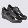 Chaussures Arima, Chaussures à bride velcro femme en cuir noir