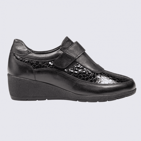Chaussures Arima, Chaussures à bride velcro femme en cuir noir