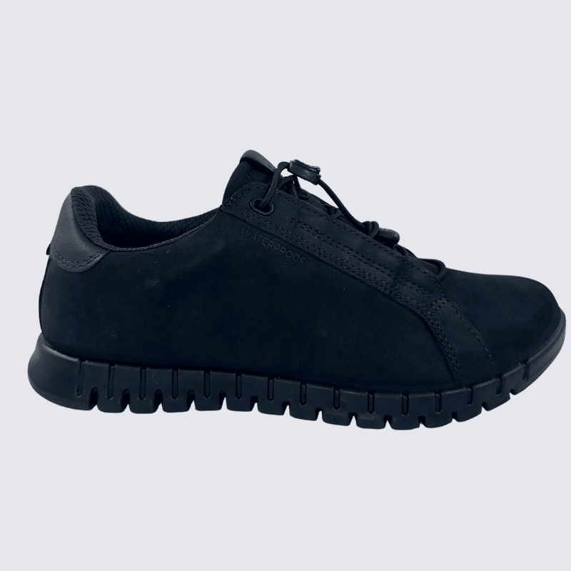 Baskets ECCO, Baskets imperméable homme en cuir et textile noir