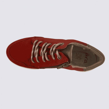 Basket Ara, Basket femme en cuir velours couleur Citrouille