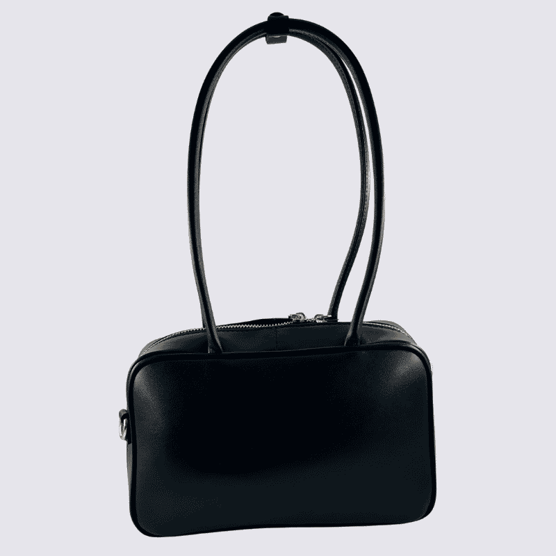 Sac Charlotte, Sac Élégant Compacte Femme en Cuir Noir