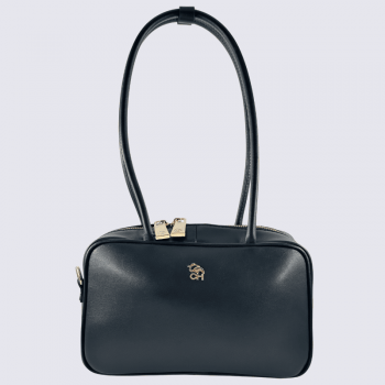 Sac Charlotte, Sac Élégant Compacte Femme en Cuir Noir