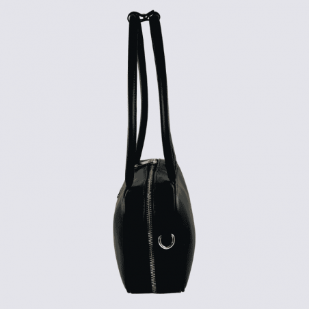 Sac Charlotte, Sac Élégant Compacte Femme en Cuir Noir