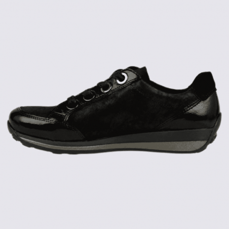 Basket Ara, Basket pour femme en cuir et textile noir