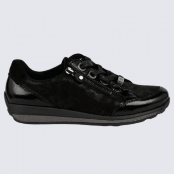 Basket Ara, Basket pour femme en cuir et textile noir