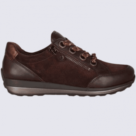 Basket Ara, Basket pour femme en cuir et textile cacao