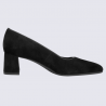 Escarpins ARA, Escarpins noirs pour femme à talon carré confortable en cuir noir