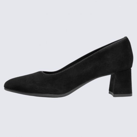 Escarpins ARA, Escarpins noirs pour femme à talon carré confortable en cuir noir