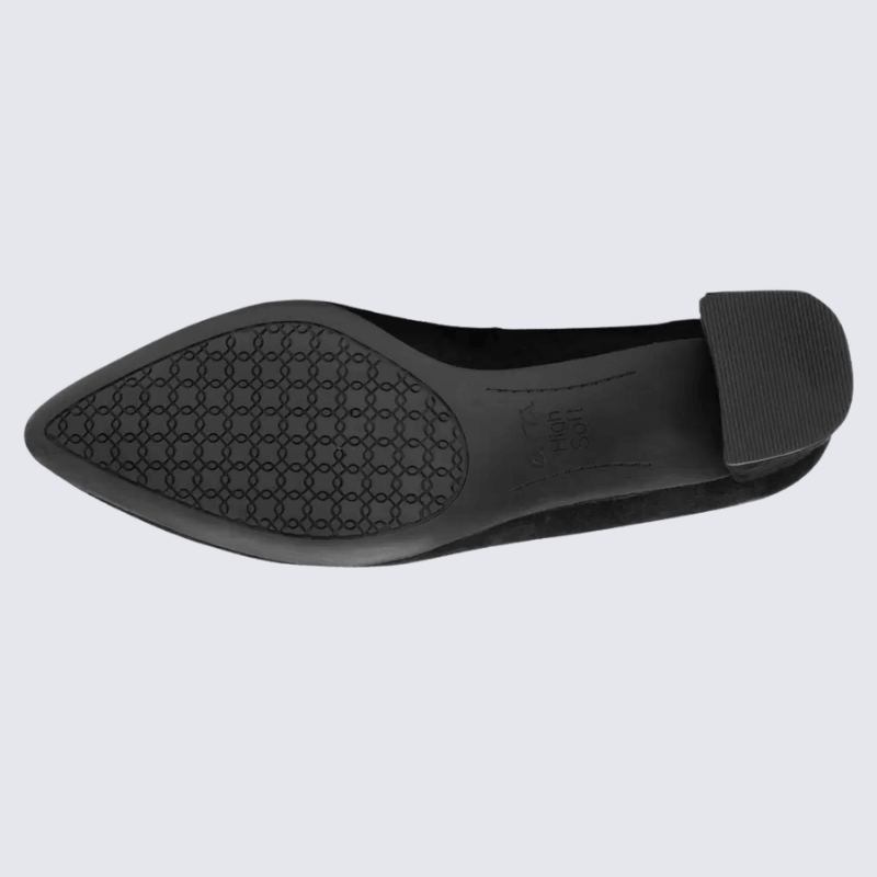 Escarpins ARA, Escarpins noirs pour femme à talon carré confortable en cuir noir