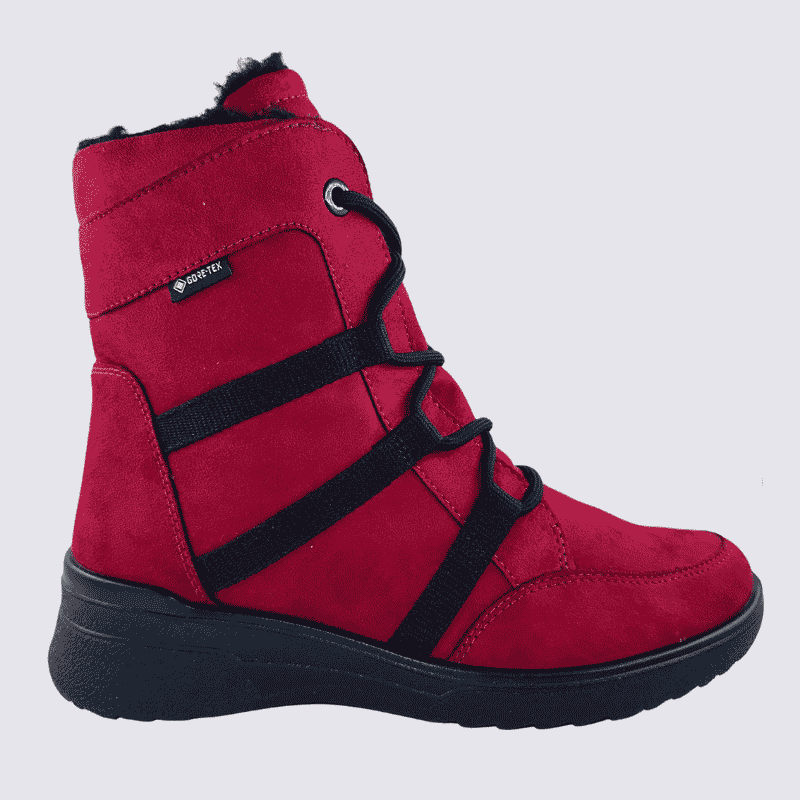 Bottes Ara, bottes chaude avec Gore-Tex pour femme en textile rubis