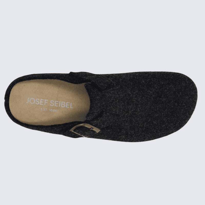 Pantoufles Josef Seibel, Pantoufles chaudes et classe homme en textile anthracite