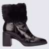 Bottines Wonders, Bottines pour femme en cuir en cuir et fourrure noir