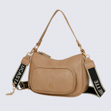 Sac à main porté croisé Lulu Castagnette, sac à main porté croisé Zahyna cappuccino