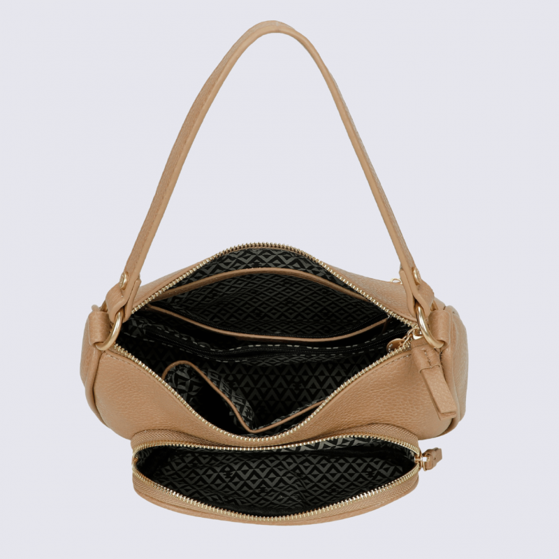 Sac à main porté croisé Lulu Castagnette, sac à main porté croisé Zahyna cappuccino