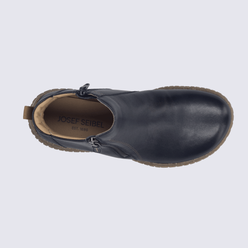 Bottines Josef Seibel, bottines zippées confortables pour femme en cuir océan