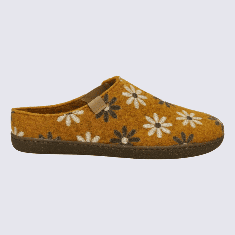 Chaussons Josef Seibel, mules pour femme en textile orange fleurs