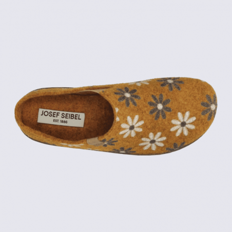 Chaussons Josef Seibel, mules pour femme en textile orange fleurs
