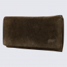 Portefeuille Bear Design, Portefeuille à rabat femme en cuir brun