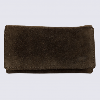 Portefeuille Bear Design, Portefeuille à rabat femme en cuir brun