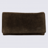Portefeuille Bear Design, Portefeuille à rabat femme en cuir brun