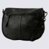 Sac à bandoulière Bear Design, sac à bandoulière à rabat femme en cuir noir