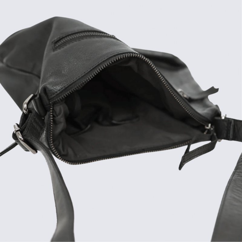 Sac à bandoulière Bear Design, sac à bandoulière Stella femme en cuir noir