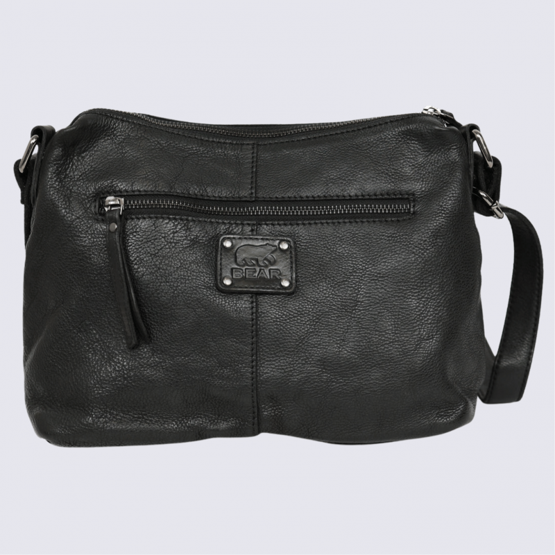 Sac à bandoulière Bear Design, sac à bandoulière Stella femme en cuir noir