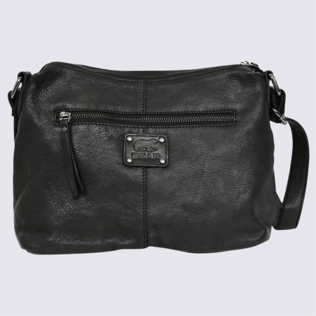 Sac à bandoulière Bear Design, sac à bandoulière Stella femme en cuir noir