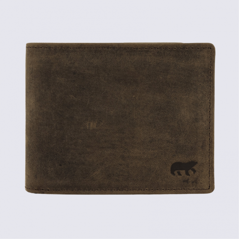 Portefeuille Bear Design, portefeuille Lucas homme en cuir brun