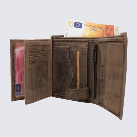 Portefeuille Bear Design, portefeuille Klaas homme en cuir brun