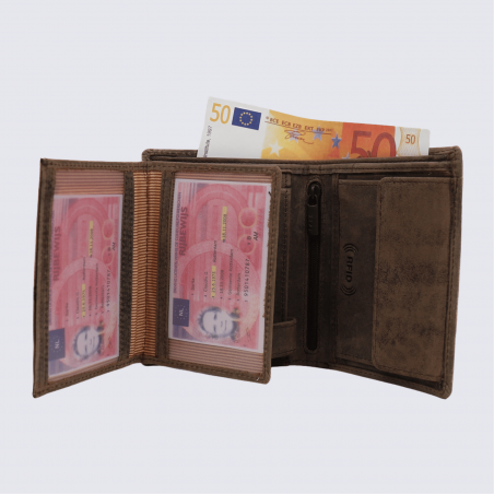 Portefeuille Bear Design, portefeuille Klaas homme en cuir brun