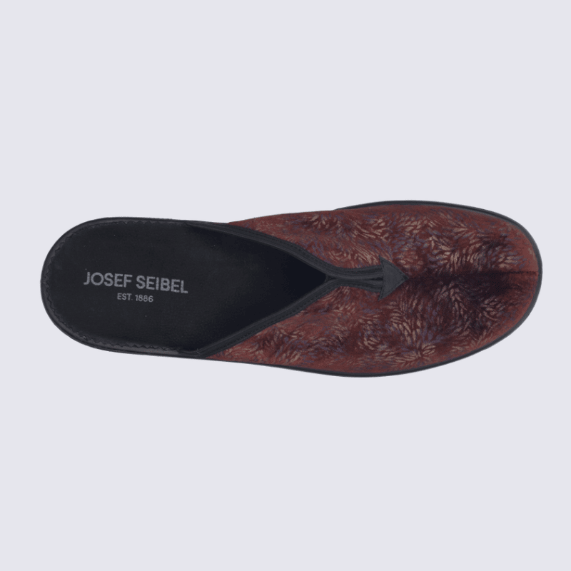 Mule Josef Seibel, mule motif pour femme en textile bordeaux