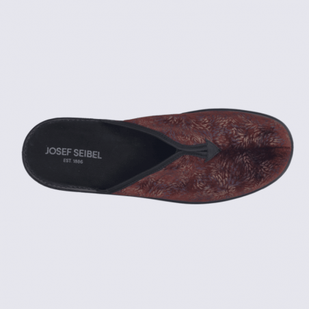 Mule Josef Seibel, mule motif pour femme en textile bordeaux