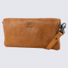 Portefeuille Bear Design, Portefeuille grand format femme en cuir cognac