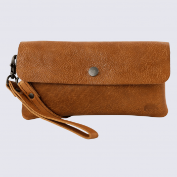 Portefeuille Bear Design, Portefeuille grand format femme en cuir cognac