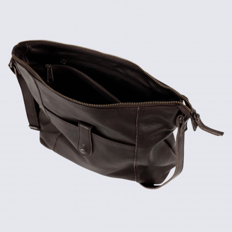 Sac à bandoulière Bear Sophia, sac à bandoulière femme en cuir chocolat
