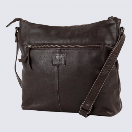 Sac à bandoulière Bear Sophia, sac à bandoulière femme en cuir chocolat