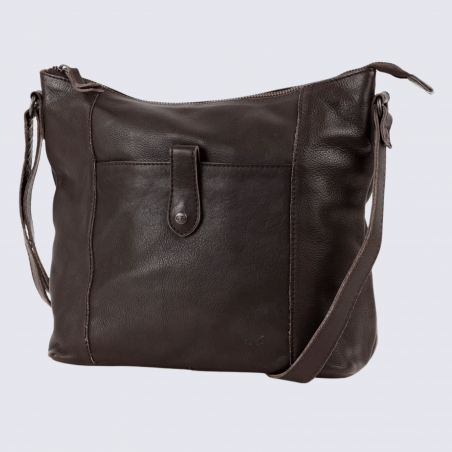 Sac à bandoulière Bear Sophia, sac à bandoulière femme en cuir chocolat