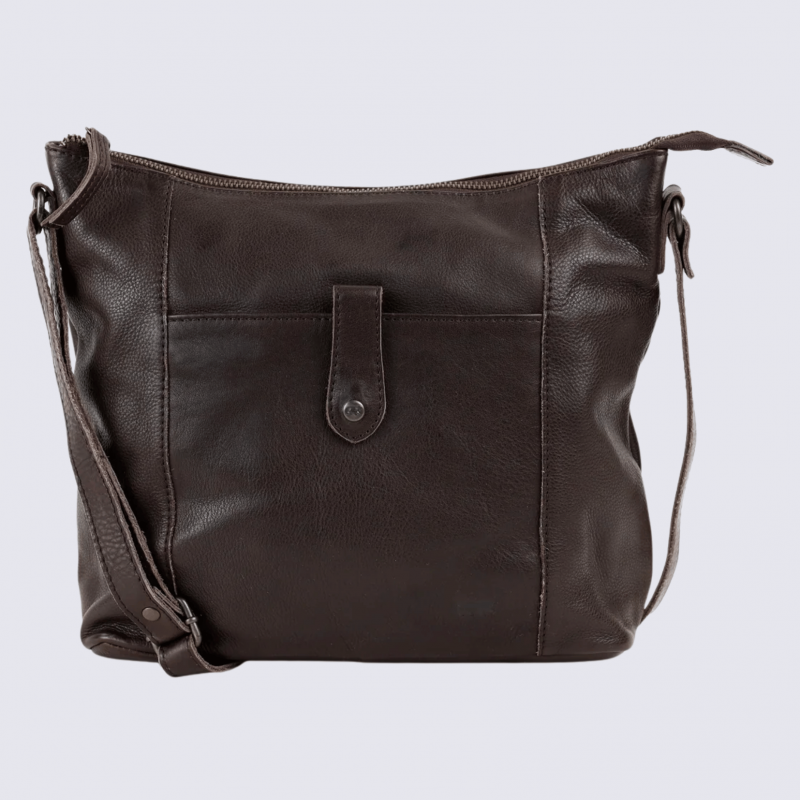 Sac à bandoulière Bear Sophia, sac à bandoulière femme en cuir chocolat