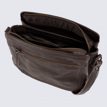 Sac à bandoulière Bear, sac à bandoulière Miley pour femme en cuir chocolat