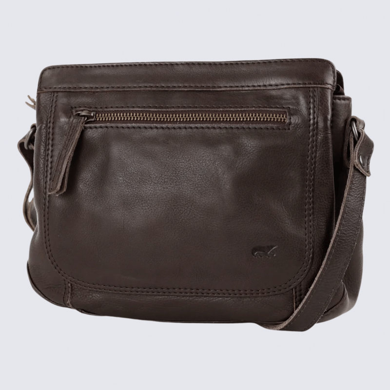 Sac à bandoulière Bear, sac à bandoulière Miley pour femme en cuir chocolat