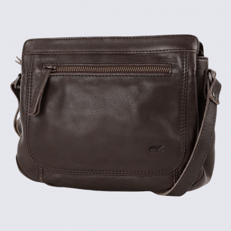 Sac à bandoulière Bear, sac à bandoulière Miley pour femme en cuir chocolat