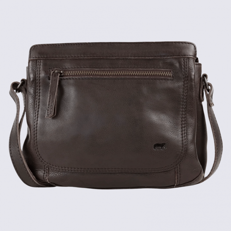 Sac à bandoulière Bear, sac à bandoulière Miley pour femme en cuir chocolat