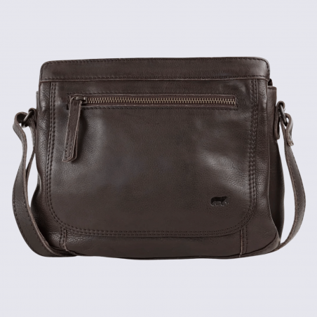 Sac à bandoulière Bear, sac à bandoulière Miley pour femme en cuir chocolat