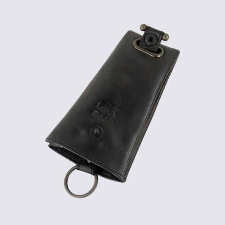 Porte clés Bear, porte clés unisexe en cuir noir