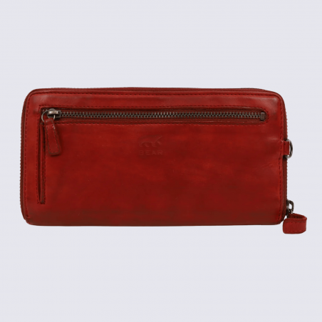 Portefeuille Bear, portefeuilles zippé femme en cuir rouge