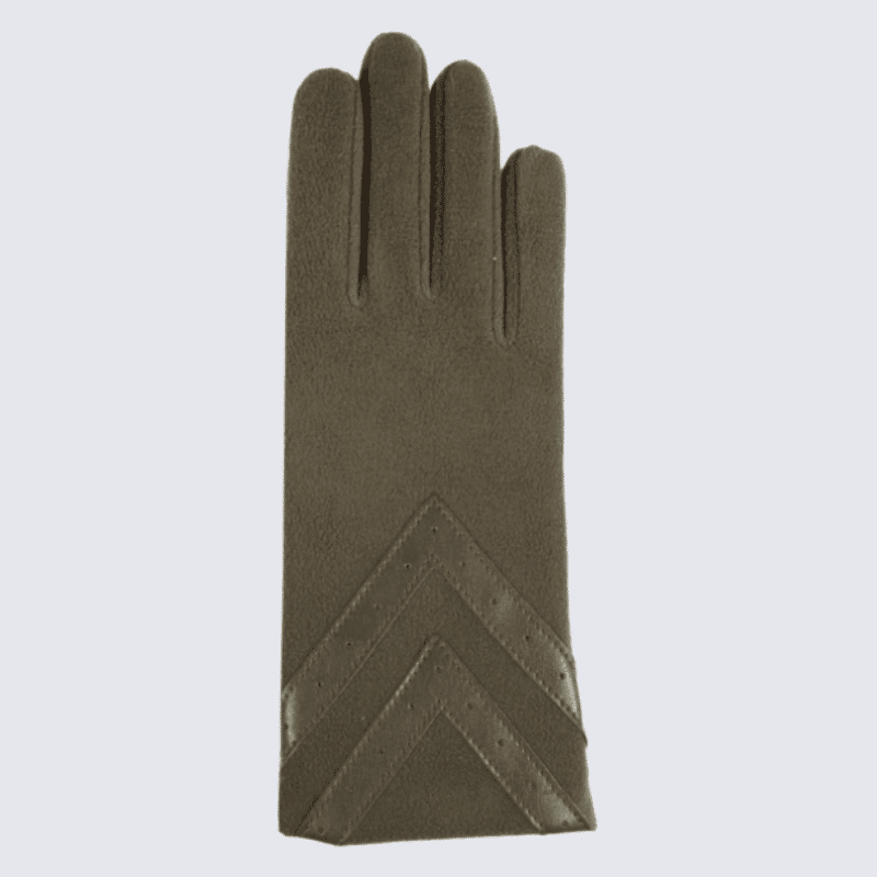 Gants Isotoner, gants tactiles femme en polaire recyclée kaki