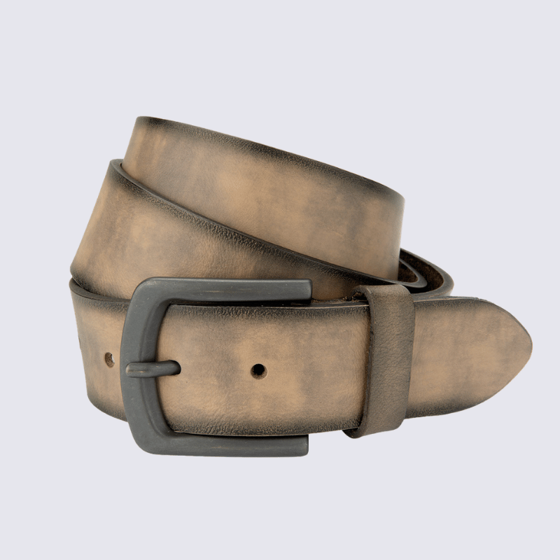 Ceinture Bernd Götz, ceinture homme en cuir brun antique