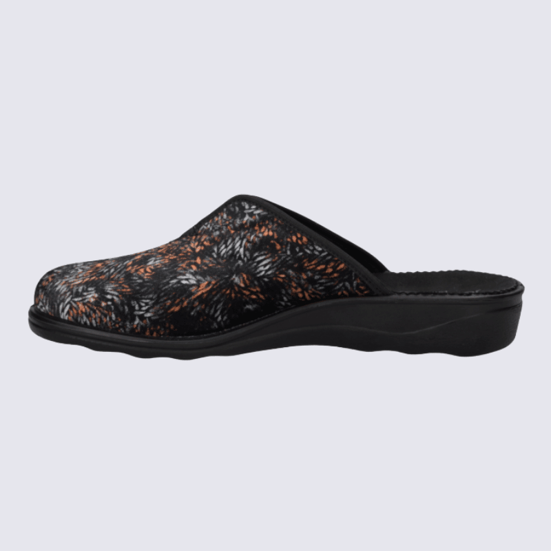 Mule Josef Seibel, mule chaude et chic motif rayé femme en textile noir